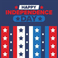 Independence Day in United States of America. The Fourth of July. Happy national holiday, celebrated annual in July 4. American flag. Country freedom day. Patriotic event design. Vector poster