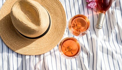 Brown straw hat on a white background or wooden table, a versatile summer fashion accessory, perfect for the beach or sun