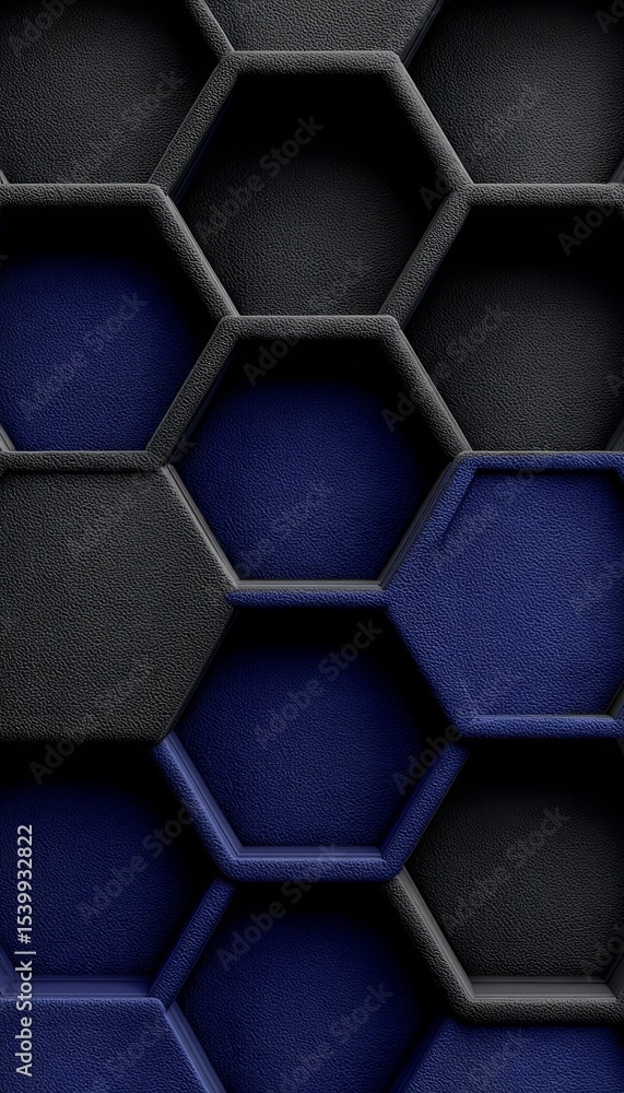 Aufkleber seamless hexagonal design with gradient blue and gray tones, unique geometric patterned backdrops