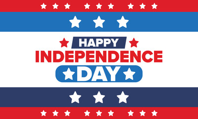 Independence Day in United States of America. The Fourth of July. Happy national holiday, celebrated annual in July 4. American flag. Country freedom day. Patriotic event design. Vector poster