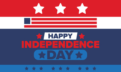 Independence Day in United States of America. The Fourth of July. Happy national holiday, celebrated annual in July 4. American flag. Country freedom day. Patriotic event design. Vector poster