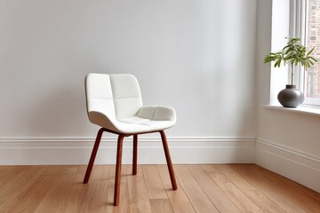Stylish Minimalist Interior Featuring an Elegant Chair, Modern Wood Floors, and a Cozy Atmosphere