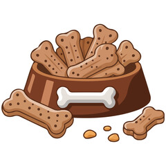 Dog food and bones set vector isolated white background