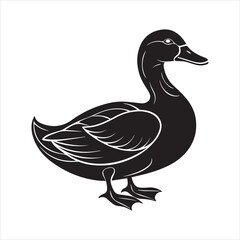 Obraz premium Duck silhouette vector illustration logo sticker