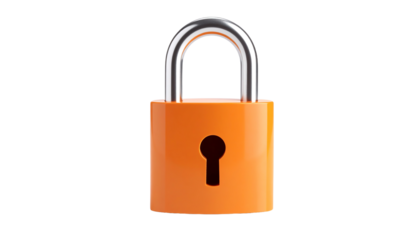 Bright orange padlock representing security.