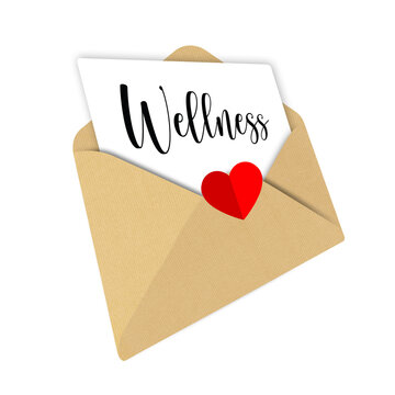 wellness,Open envelope, letter with heart, Romantic design illustration