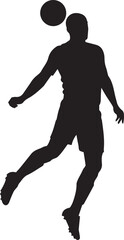Silhouette of a soccer player heading the ball sideways