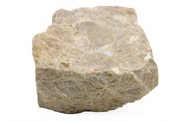 Close-up of limestone mineral, isolated on white background
