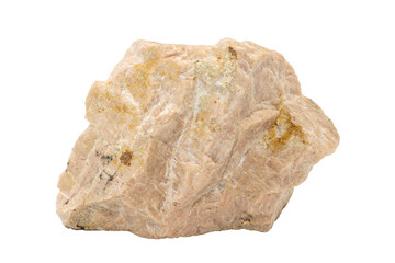 Close-up of orthoclase mineral, isolated on white background.