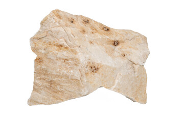 Close-up of orthoclase mineral, isolated on white background.