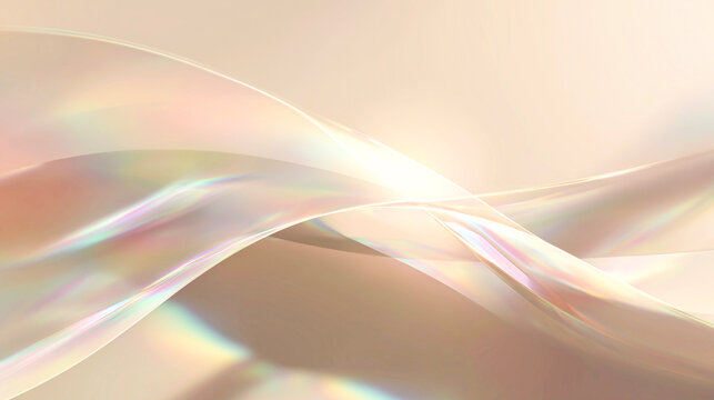 Fototapeta パールのような虹色の光沢と波のような流れのデザイン背景（美容・コスメ）