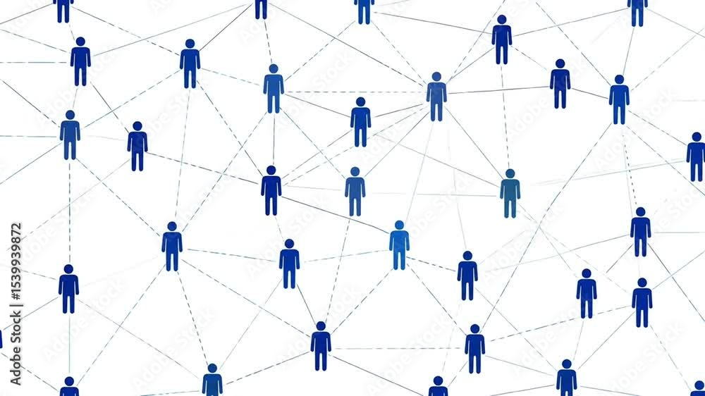Poster network of connected people: symbolic representation of communication and connection