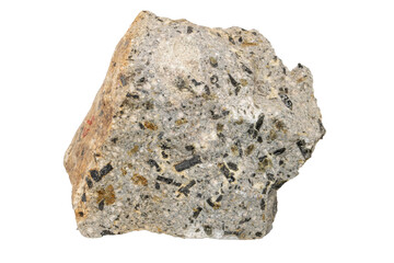 Close-up of porphyry mineral, isolated on white background.