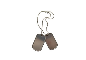 Blank Military Dog Tags on a Chain A Symbol of Service and Remembrance isolated on transparent baackground