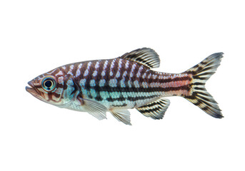 Naklejka premium Striped freshwater fish isolated on transparent background