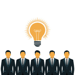 Staff portraits with idea lamps vector isolated white background