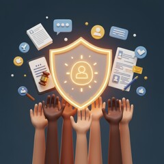 Data Privacy Protection: Secure Identity and Information Shield,  Digital Security Concept,  Cybersecurity and Online Safety,  Protecting Personal Data and User Privacy