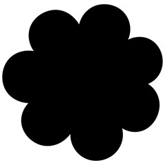 Flower head. Lush bud. Black silhouette. Vector illustration. Isolated white background. Idea for web design.