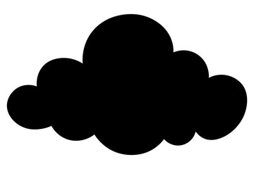 Cumulus cloud. Silhouette. Curly black cloud. Vector illustration. Isolated white background. Idea for web design.