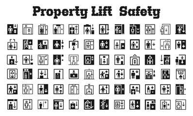 property lift Safety Symbol Set.svg. creative modern icon set, Professional Symbol download scalable vector file