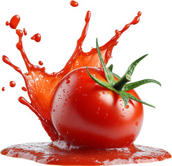 tomato splashing with ketchup sauce 