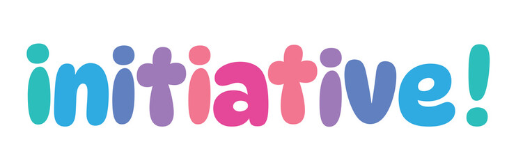 Initiative,colorful lettering words in white background