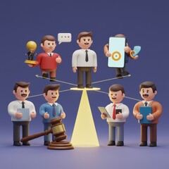 Connected Business Team Collaboration Success Network Achievement 3D Illustration