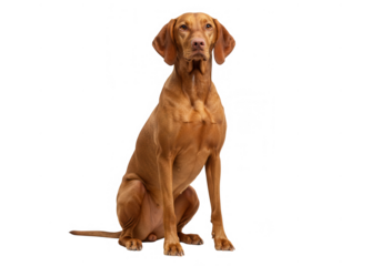 Vizsla dog sitting isolated on transparent background