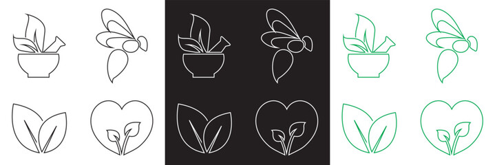 Organic Vegan icon. isolated on white and black background. Vector illustration. EPS 10