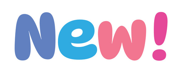 new ,colorful lettering words in white background