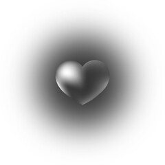 Bubble heart transparent on gradient black blurred circle background 