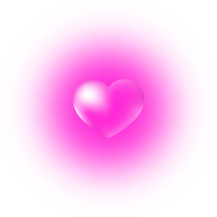 Bubble heart transparent on gradient pink blurred circle background 