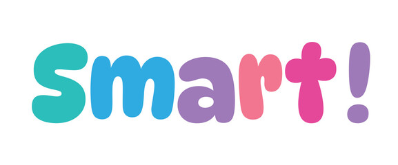 Smart,colorful lettering words in white background