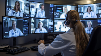 A dynamic montage of diverse business people collaboratively working in a modern office environment