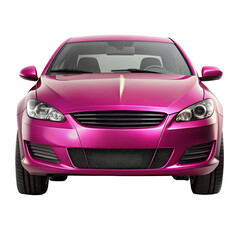Dark Pink Car Front View Isolated on Pure White Background

