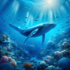 Fototapeta premium A swimming whale 