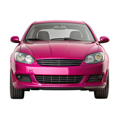 Dark Pink Car Front View Isolated on Pure White Background

