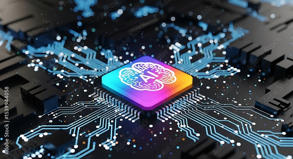 Poster ai chip technology revolutionizing artificial intelligence with advanced processors
