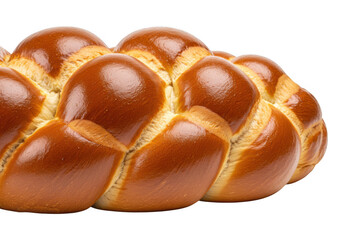 Golden brown challah bread loaf isolated on transparent background