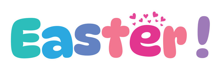 easter,colorful lettering words in white background