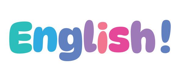 English,colorful lettering words in white background