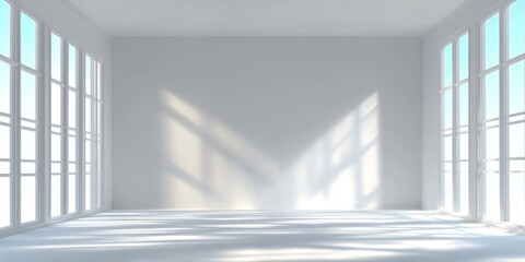 Obraz premium Bright and Spacious Minimalist White Room with Ample Sunlight and Clean, Calm Ambiance in Studio