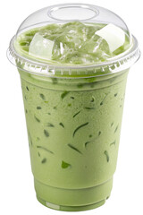green tea cup on transparent