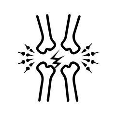 Black Line Icon of Bone Joint Pain, Osteoarthritis, or Medical Injury