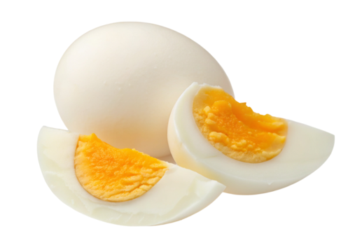 Hard boiled eggs sliced and whole perfect protein source for healthy eating and diet food plan ideas