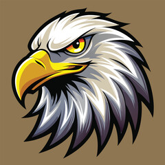 Aggressive Bald Eagle Head Vector Illustration Mascot Logo Design on Brown Background