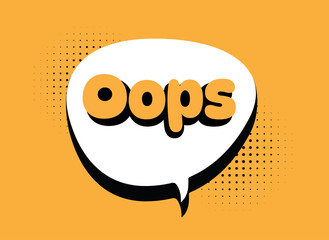 oops,lettering in speech bubble illustration