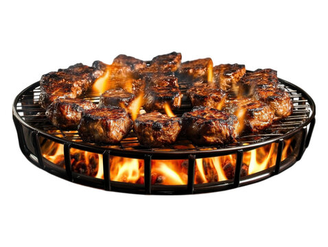Grilled Steaks on a Round Grill