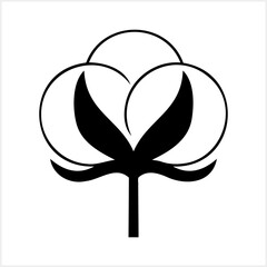 Doodle flower cotton icon isolated. Stencil clipart Vector stock illustration