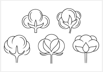 Doodle flower cotton icon isolated. Kids outline clipart Vector stock illustration